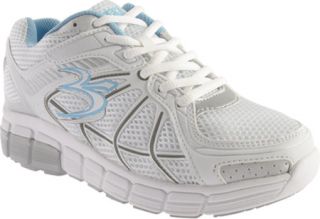 Womens Gravity Defyer Super Walk   White/Blue Mesh Lace Up Shoes