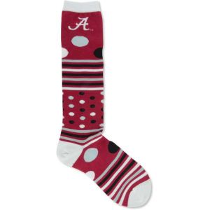 Alabama Crimson Tide For Bare Feet Dots and Stripes 538 Socks