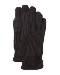 Merino Ribbed Gloves, Black