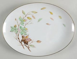 Halsey Swirling Leaves 12 Oval Serving Platter, Fine China Dinnerware   Green/B