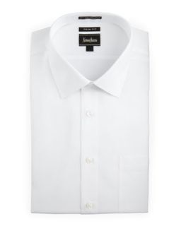 Trim Fit Textured Dobby Dress Shirt, White