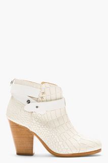Rag And Bone White Croc_embossed Leather Harrow Ankle Boots