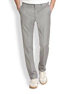 Theory Jake Wool/Linen Bruney Trousers   Light Grey