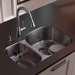 Vigo Undermount Stainless Steel Kitchen Sink, Faucet, Grid And Dispenser
