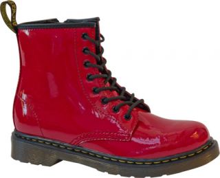Childrens Dr. Martens Delaney Lace Boot   Red Patent Lamper Boots