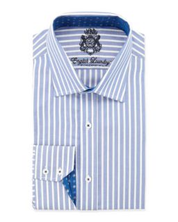 Classic Fit Woven Stripe Dress Shirt, Blue