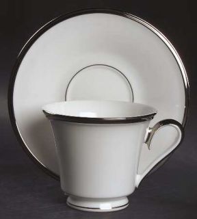 Lenox China Solitaire White Footed Cup & Saucer Set, Fine China Dinnerware   Dim