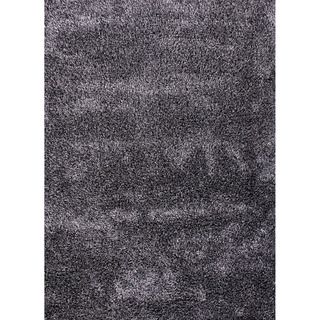 Handwoven Shags Solid pattern Gray/ Black Area Rug (8 X 10)