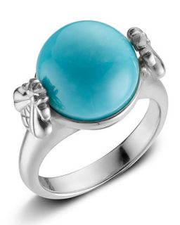 Turquoise Sterling Silver Bee Ring, Size 7