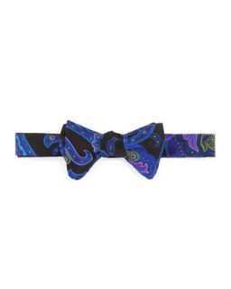 Festive Wardrobe Silk Bow Tie, Black/Royal