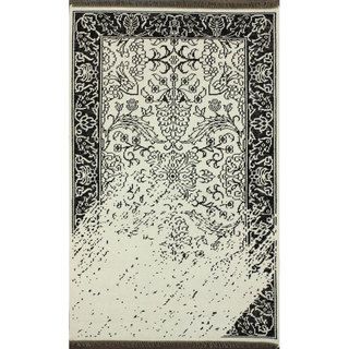 Nuloom Hand knotted Vintage inspired Overdyed Black/ White Wool Rug (5 X 8)