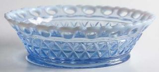 Imperial Glass Ohio Laced Edge Blue Opalescent (Katy) Coupe Soup Bowl   Line#749
