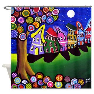  Fun Funky Tree Houses Folk Art Shower Curtain  Use code FREECART at Checkout