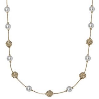 Lonna & Lilly Necklace with Pearl and Fireball Stations   Gold