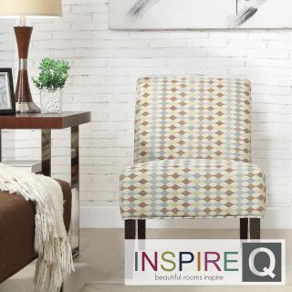 Inspire Q Kayla Geometric Fabric Armless Lounge Chair