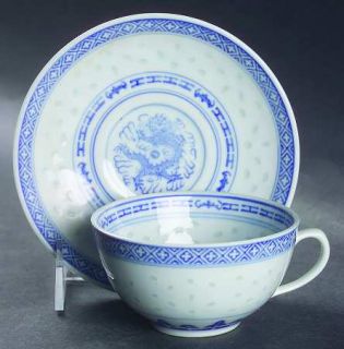 China(Made In China) Cx78 Flat Cup & Saucer Set, Fine China Dinnerware   Blue Di