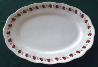Favolina Trailing Rose 13 Oval Serving Platter, Fine China Dinnerware   Red Ros
