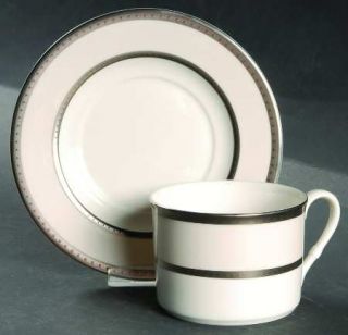 Mikasa Sophia Ivory Flat Cup & Saucer Set, Fine China Dinnerware   Y0140, Ivory,