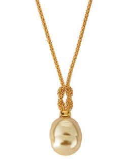 Baroque Pearl Love Knot Necklace, Champagne
