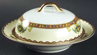 Noritake Iona Round Covered Butter, Fine China Dinnerware   No Number,Fruit&Flow