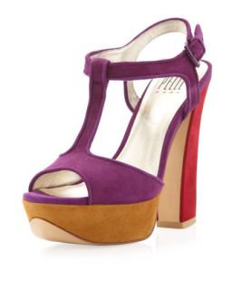 Yvanka Colorblock T Strap Sandal, Purple