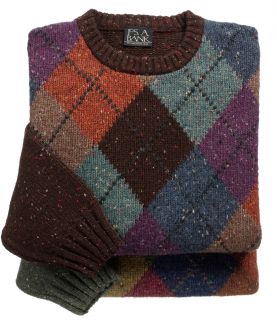 Tweed Argyle Crewneck Lambswool Sweater JoS. A. Bank