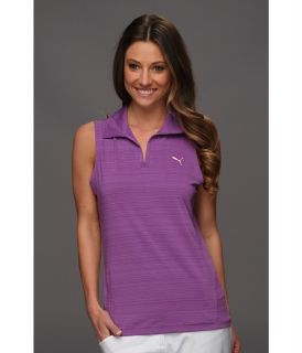 PUMA Golf Sleeveless Barcode Polo Shirt 13 Womens Short Sleeve Knit (Purple)