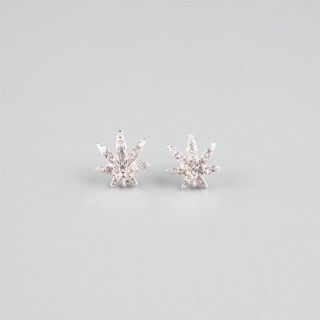 Pot Leaf Stud Earrings Silver One Size For Women 233891140