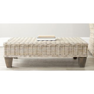Safavieh Leary Washed Natural Wicker Bench (NaturalMaterials Mango woodFinish Dark greyDimensions 12 inches high x 27.2 inches wide x 39.4 inches deepThis product will ship to you in 1 box.Minor assembly required )