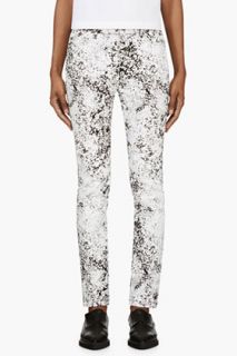 Mcq Alexander Mcqueen Black And White Crackled Paint Skinny Jeans