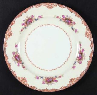 Mikado Tan Traditional Dinner Plate, Fine China Dinnerware   Red&Blue Floral,Scr