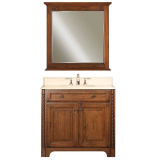 Water Creation Spain 36 inch Classic Golden Straw Vanity With Marble Top In Sahara And Matching Mirror