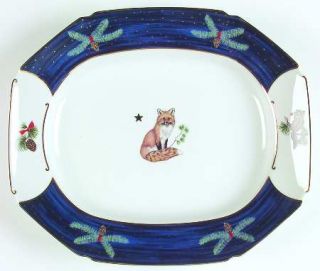 Lynn Chase Sylvan Nocturne 14 Oval Serving Platter, Fine China Dinnerware   Blu