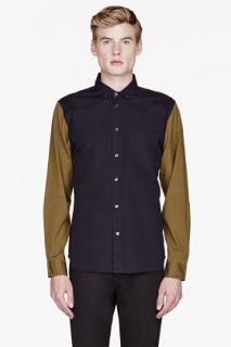 Marc By Marc Jacobs Navy Blue Oxford Contrast_sleeved Shirt