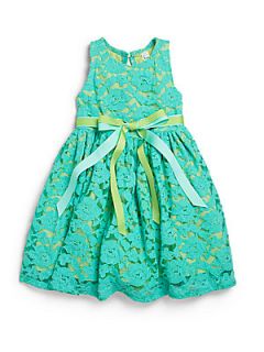 Love U Lots Toddlers & Little Girls Open Back Lace Dress   Teal