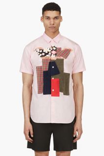 Comme Des Garons Shirt Pink Patchworked Eyes Shirt