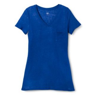 Womens Linen Drapey V Tee   Parrish Blue XL