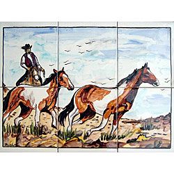 Cowboy 6 tile Ceramic Mosaic Mural