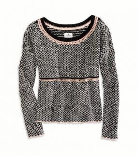 Black AE Reverse Stitch Cropped Sweater, Womens XL