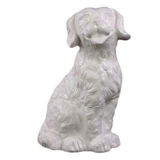 White Ceramic Dog (13.55 inches high x 9.45 inches wide x 7.21 inches deepFor decorative purposes onlyDoes not hold water CeramicSize 13.55 inches high x 9.45 inches wide x 7.21 inches deepFor decorative purposes onlyDoes not hold water)