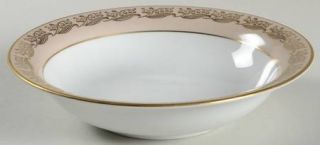 Noritake 5488 Coupe Soup Bowl, Fine China Dinnerware   Light Brown Band, Gold Fl