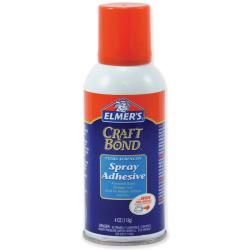Elmers Craft Bond Extra Strength 4 oz Spray Adhesive (4 ouncesThis is a strong, water resistant adhesive which provides a permanent bond on a wide variety of materials including lightweight fabric, cork, leather, paper, wood, glass and moreThis adhesive w