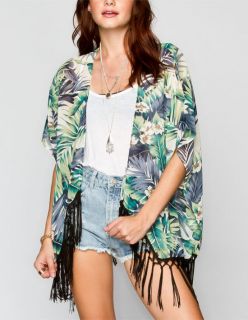 Palm Print Womens Kimono Blue In Sizes Small, Medium, Large For Wome