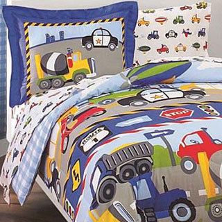Trucks And Tractors 5 piece Twin size Bed In A Bag With Sheet Set