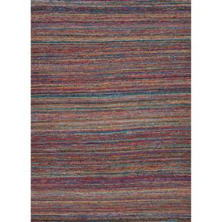 Handmade Flat Weave Solid Pattern Pink/ Purple Rug (8 X 11)