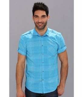 Calvin Klein Jeans S/S 1 Pocket Small Check Mens Short Sleeve Button Up (Blue)