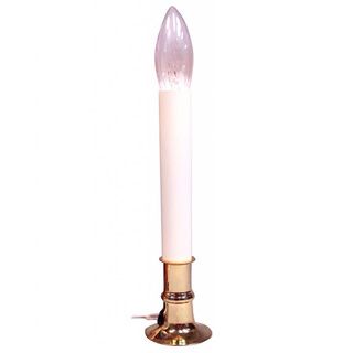 Darice 7 inch Electric Candle Lamp (White/brassMaterials Plastic, glass, metal, electric partsDimensions 7 inches high x 2.2 inches long x 2.2 inches wide Bulb wattage 7 wattsEmbellishments Brass plated baseUses Indoor lampCare Instructions Wipe to 