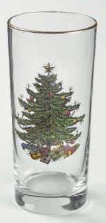 Cuthbertson Christmas Tree (Narrow Green Band,Cream) 16 Oz Glassware Tumbler, Fi
