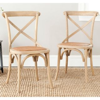 Safavieh Logan X Back Dining Side Chairs   Natural Oak   Set of 2 Multicolor  
