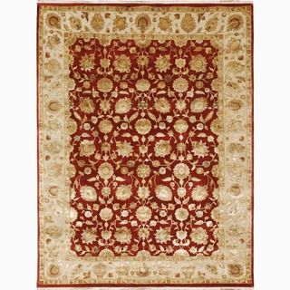 Hand made Oriental Pattern Red/ Ivory Wool/ Silk Rug (2x3)